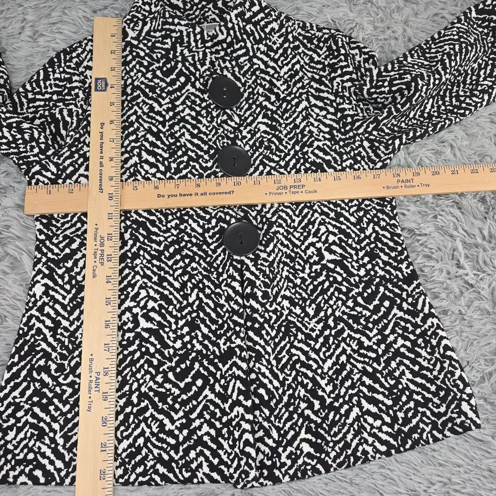 JM Collection Womens PS Black & White 3/4 Sleeve 3 Button Front Jacket‎